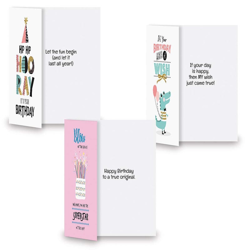 Current Simple Wishes Happy Birthday Greeting Card Set - Value Pack of 20 Cards With White Envelopes, 10 Designs, Large 5" x 7" Assortment - Image 3